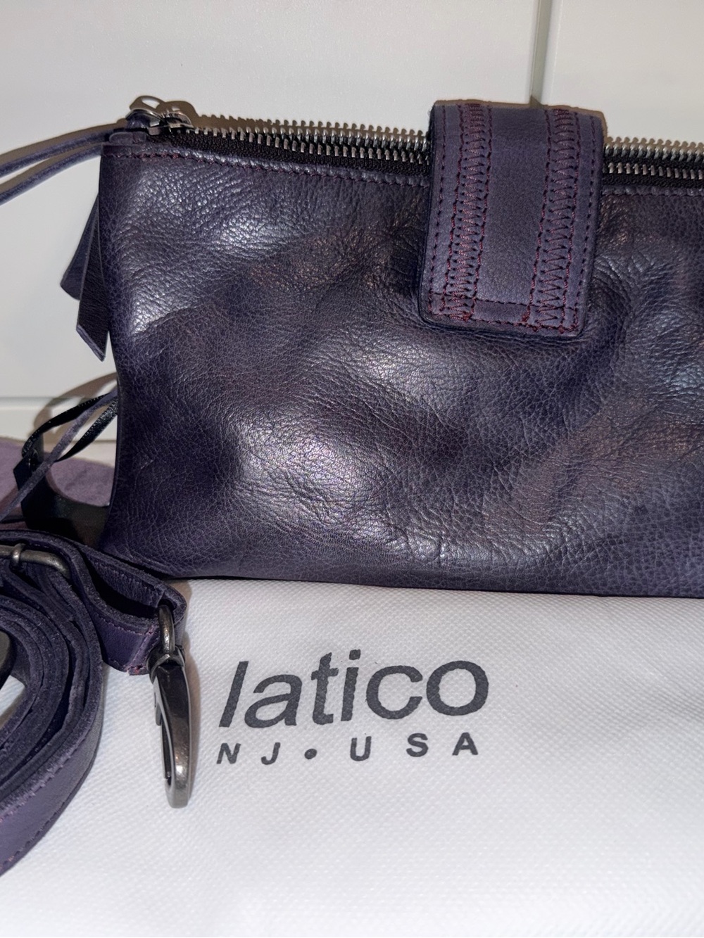 latico Malta Eggplant Leather Crossbody Bag - Picture 5 of 10